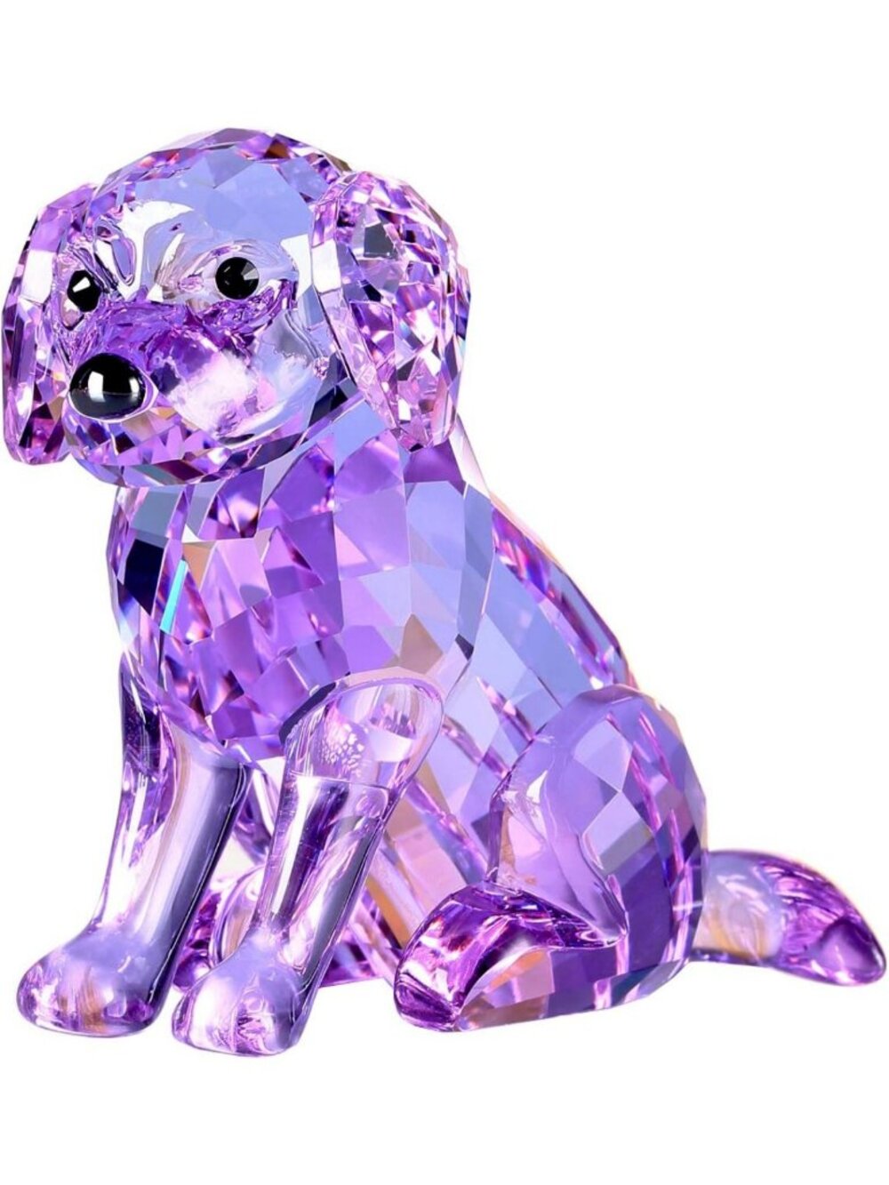 Crystal Labrador Dog Puppy Figurine - Cute Home Decor, Collectible Gift, Purple